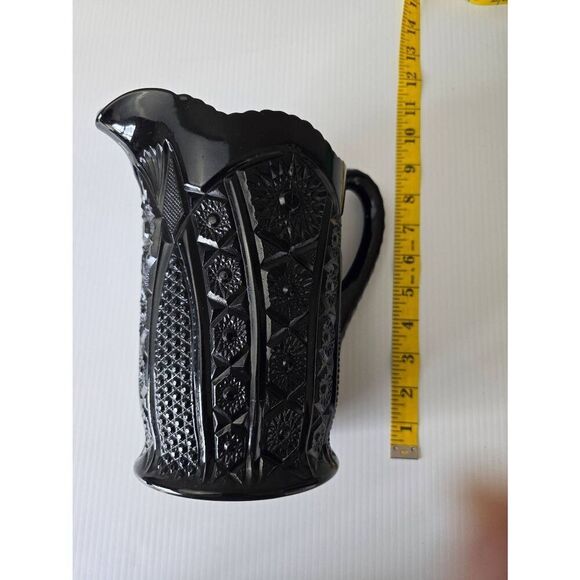 Tiara Indiana Glass Pitcher Black Vintage - Picture 6 of 7